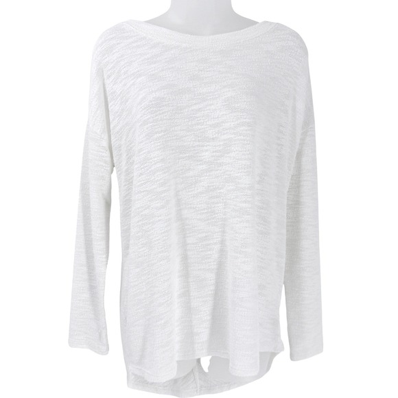 Cherish Tops - Cherish Ruched V-Back Slit Hem top Womens sz M White Beach Coastal Nautical